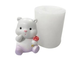 Molde silicona osito con ramo de flores